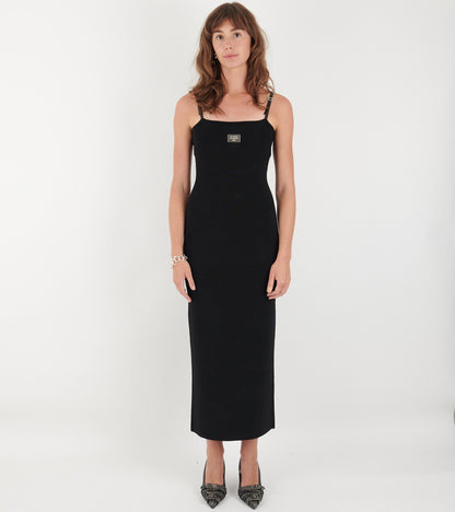Strap Logo Dress Black