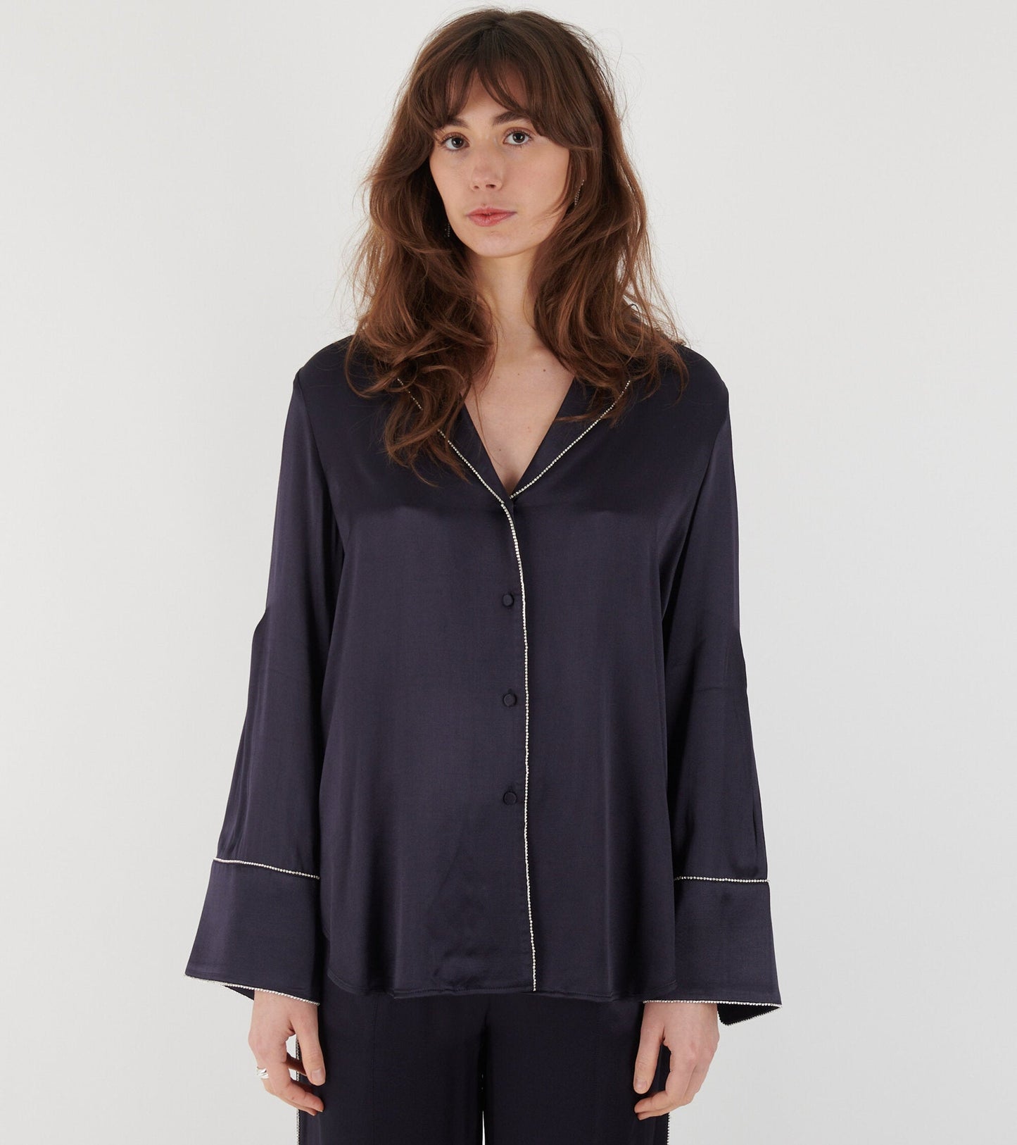 Phoebe Satin Shirt Midnight