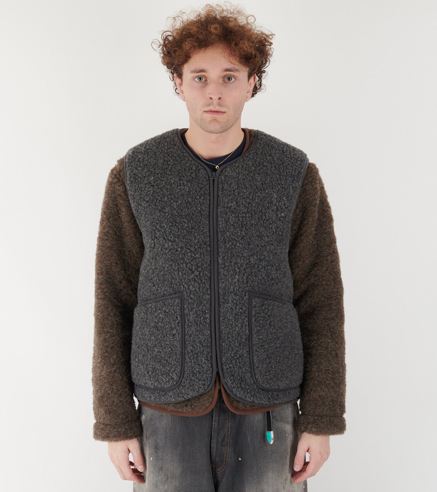 Zip Cardigan Mid Brown