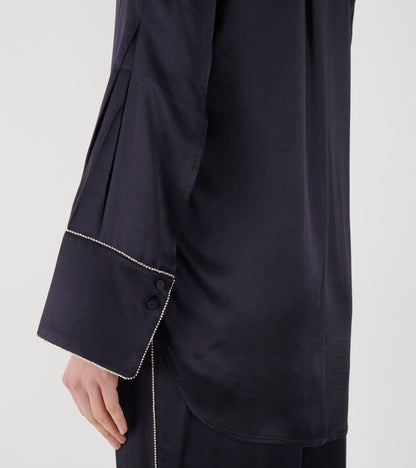Phoebe Satin Shirt Midnight