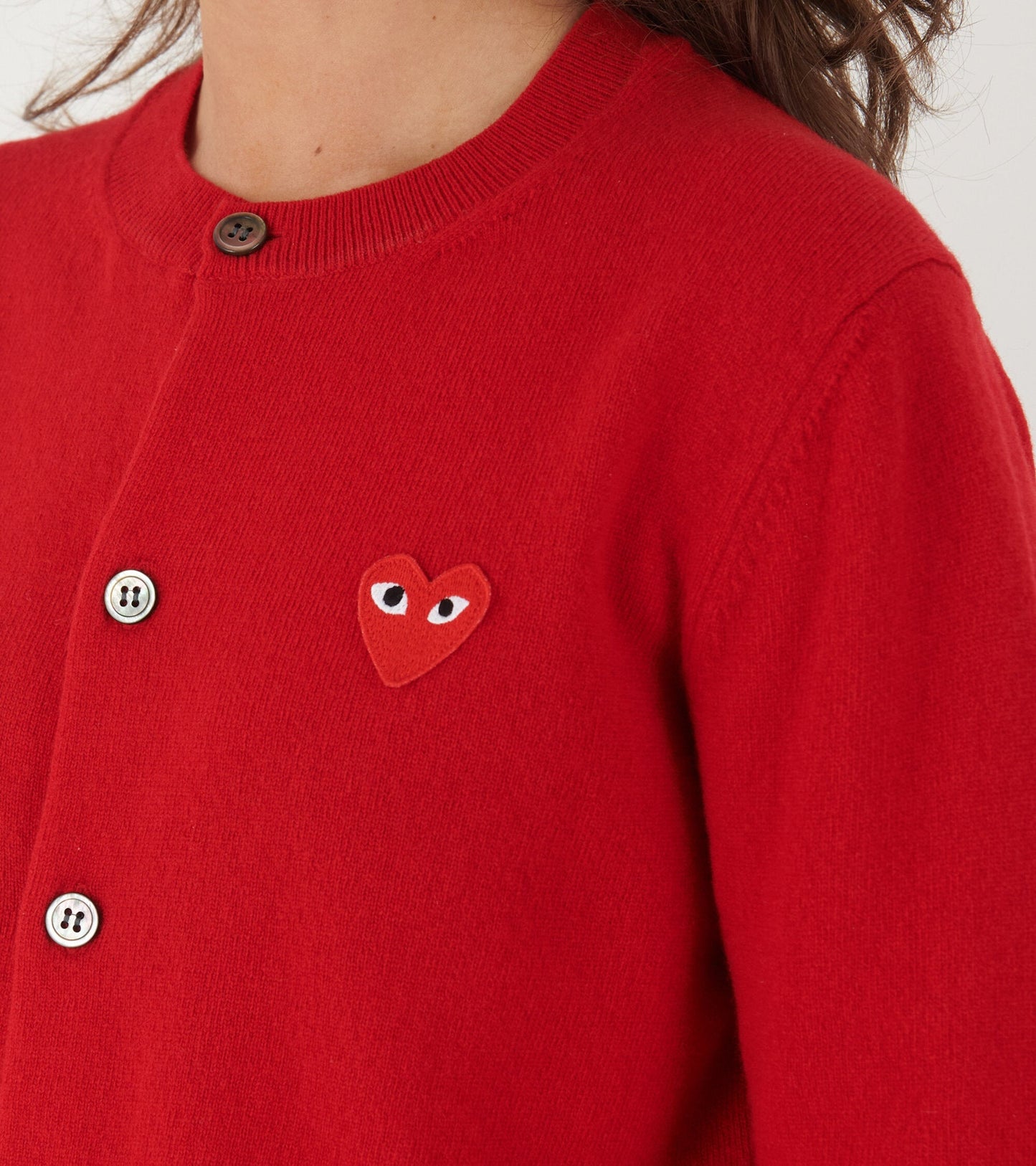 U Red Heart Round Neck Cardigan Red