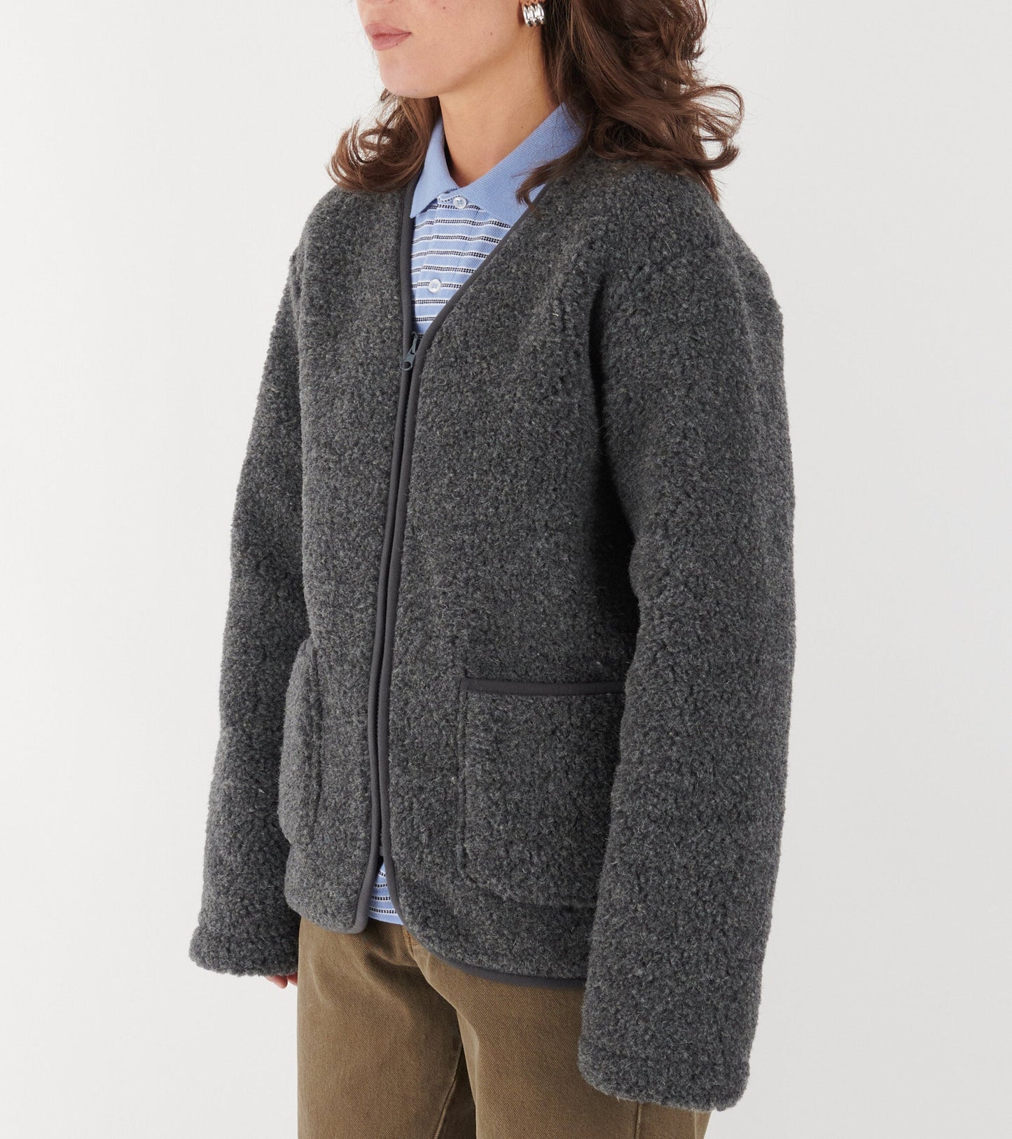Zip Cardigan Graphite
