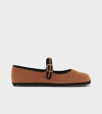Wool Mary Jane Tabi Ballerina Camel/Black