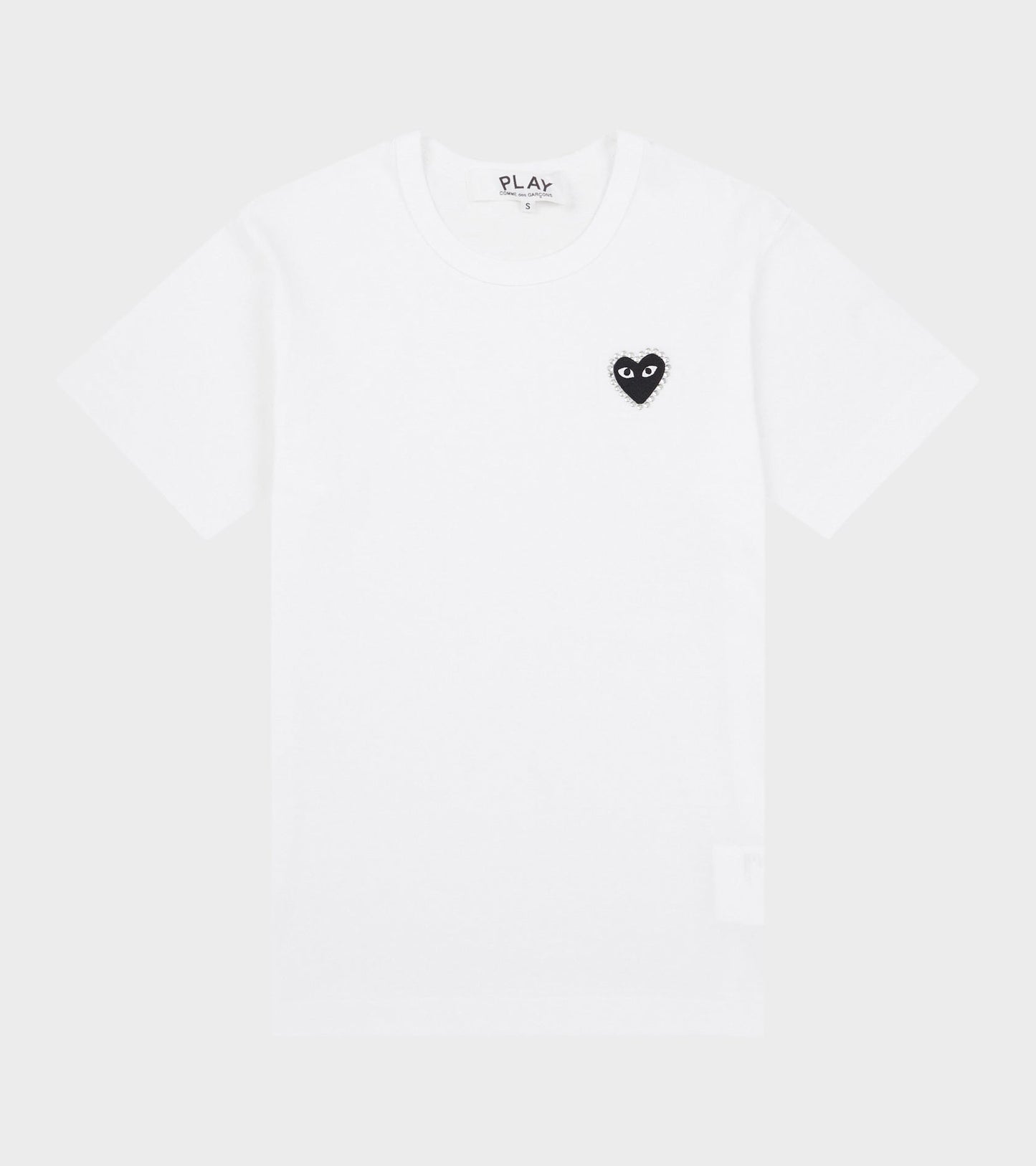 U T-Shirt Black Rhinestone Emblem White