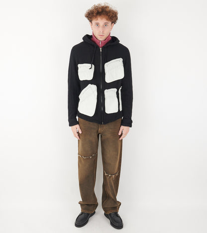 Wool Pocket Hoodie Black