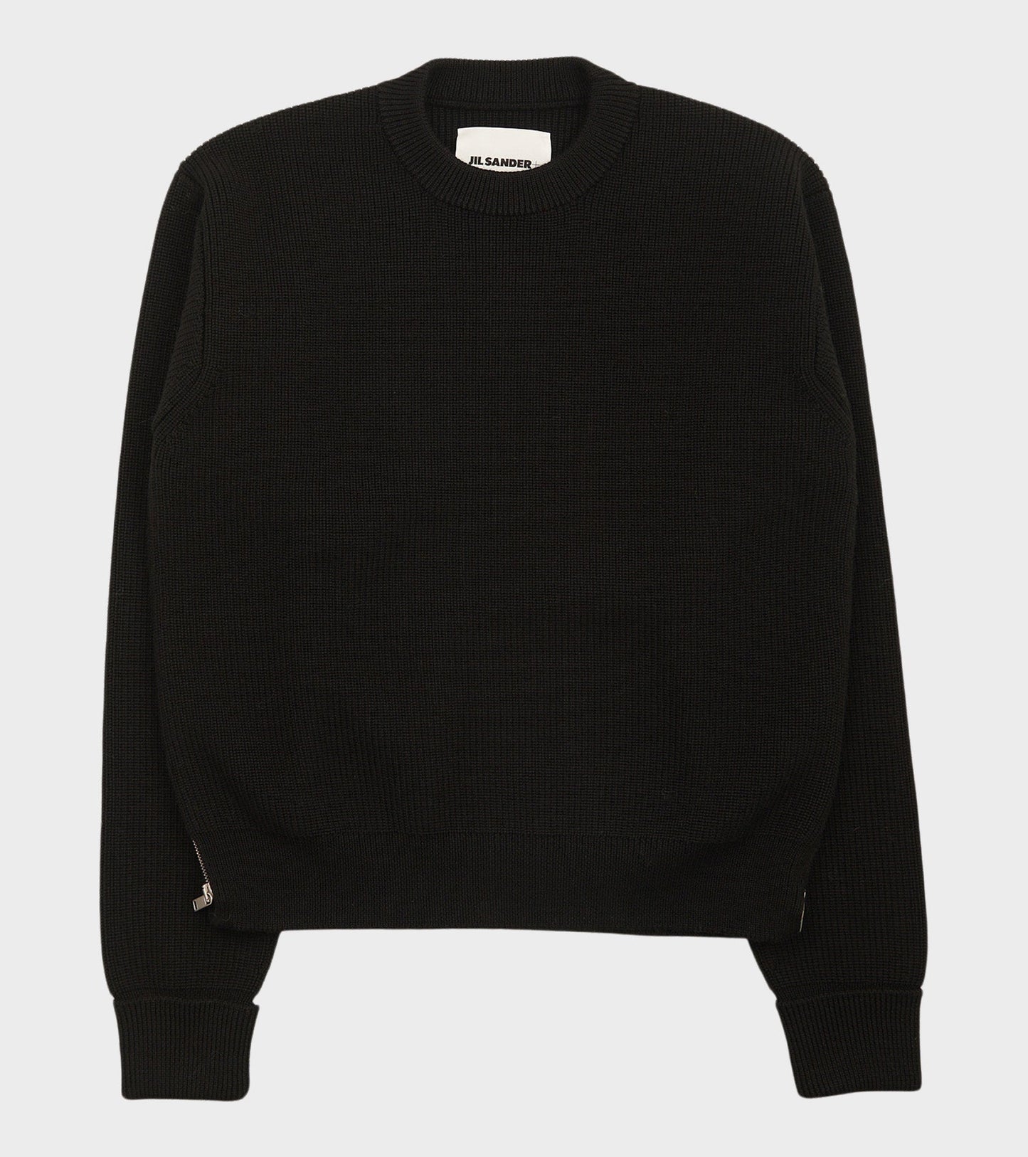 Pure Wool Zip Knit Black