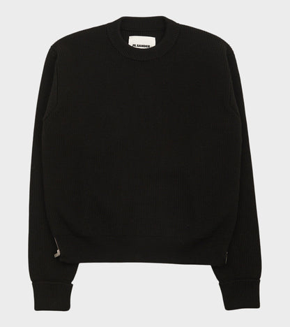 Pure Wool Zip Knit Black