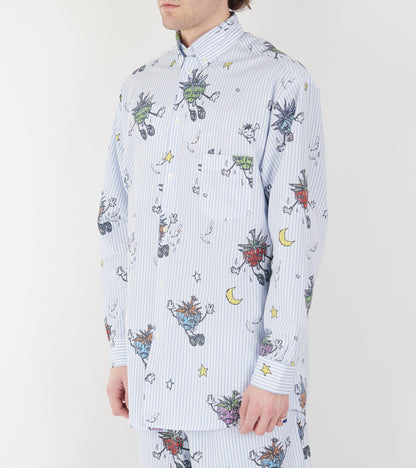 Strawbabies Button Down Shirt Blue/White