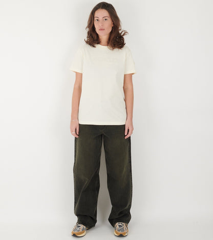 Embroidered Tonal Logo Cotton T-shirt White Ivory