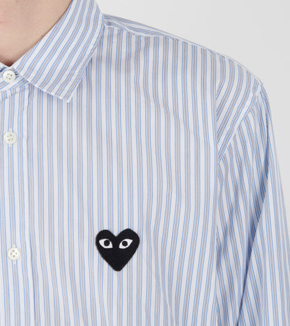 U Black Heart Striped Shirt Blue/White