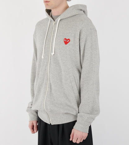 U Red Heart Zip Hoodie Grey