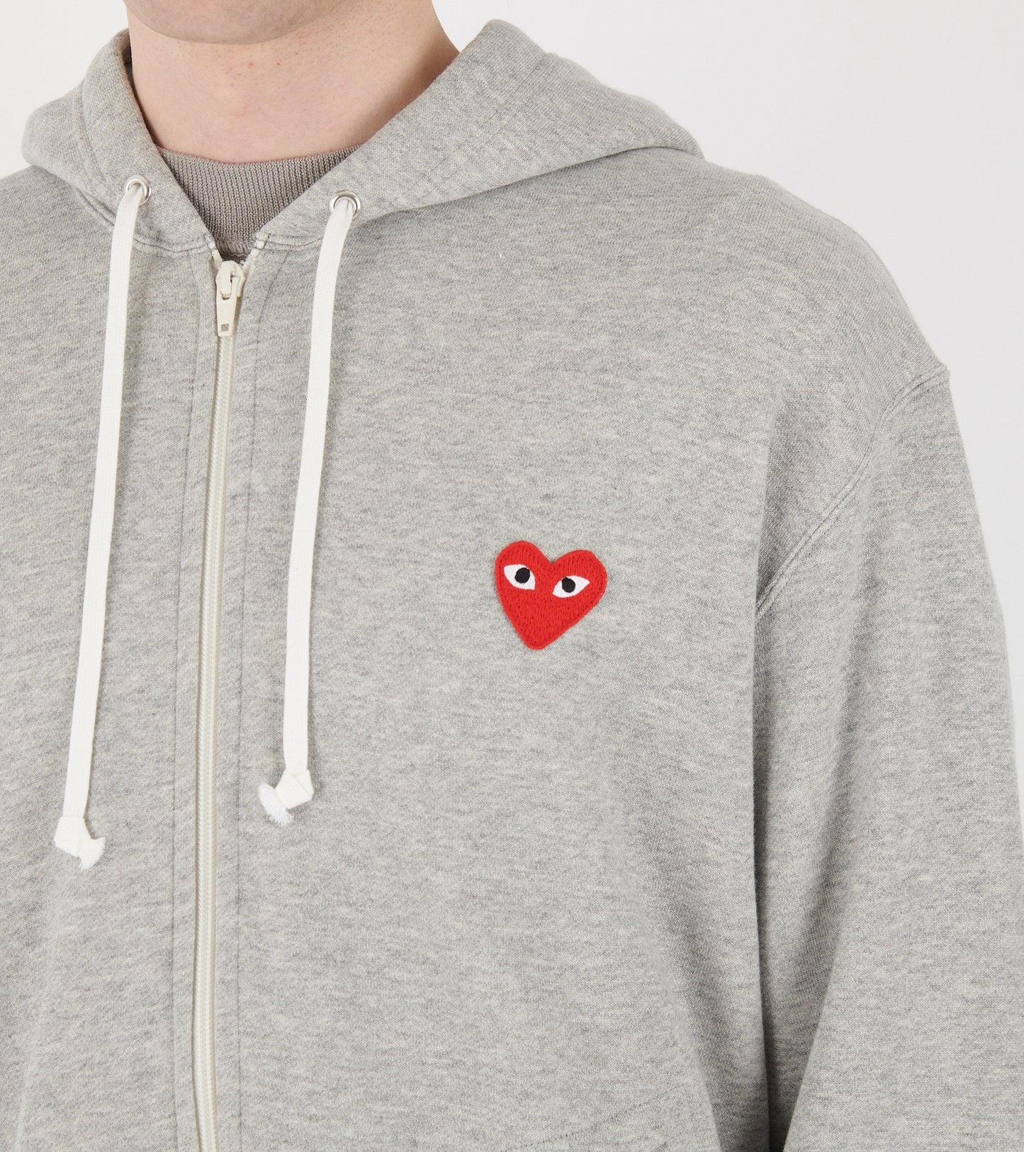 U Red Heart Zip Hoodie Grey
