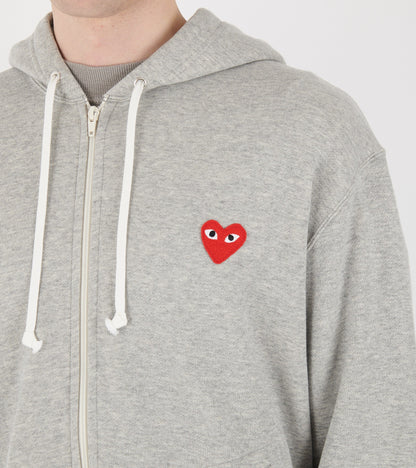 U Red Heart Zip Hoodie Grey