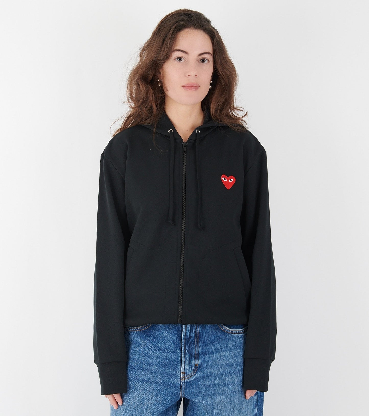 U Red Heart Zip Hoodie Black