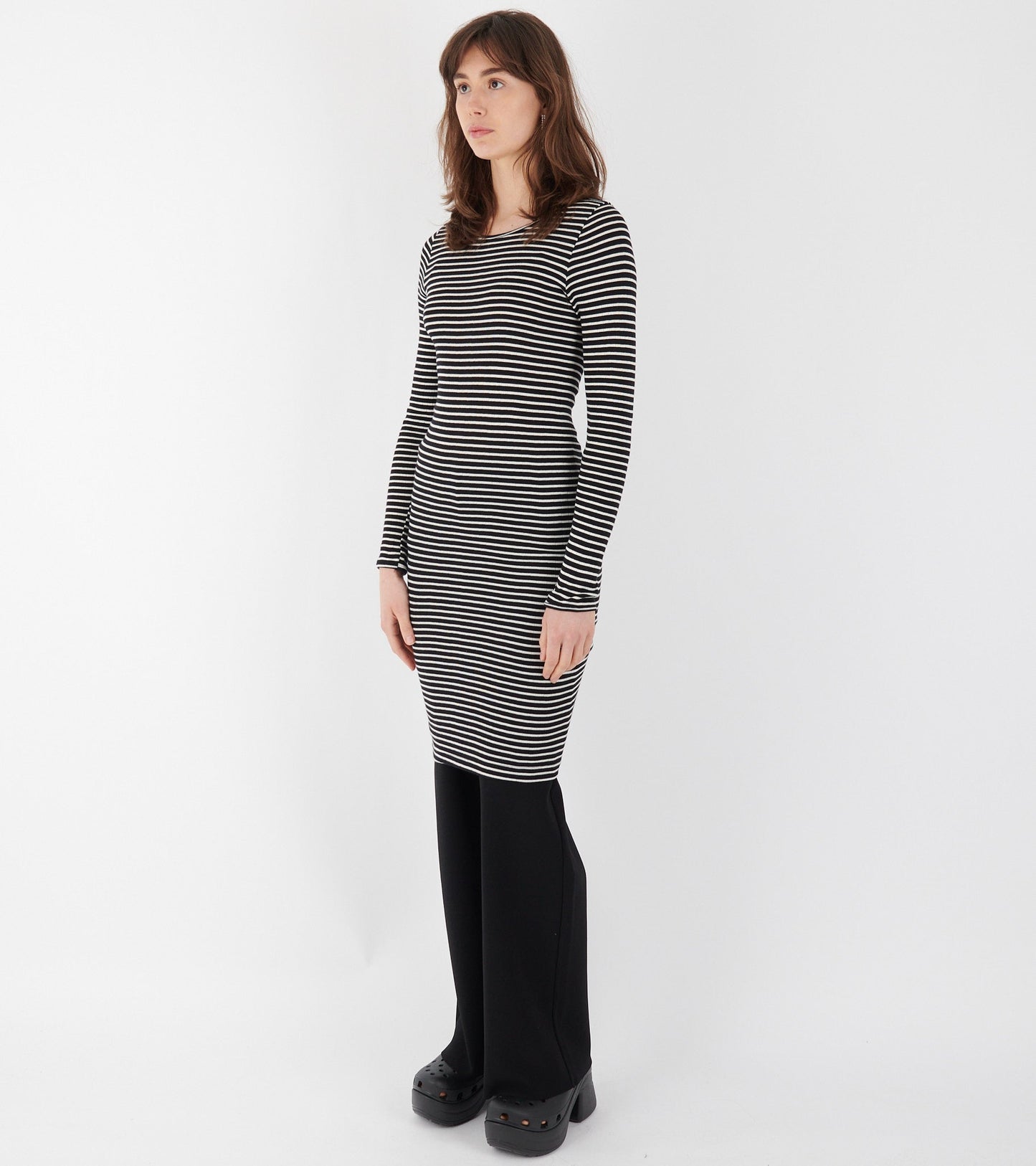 101 John Rib Dress Black/Ecru