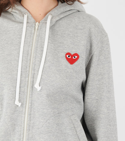 U Red Heart Zip Hoodie Grey