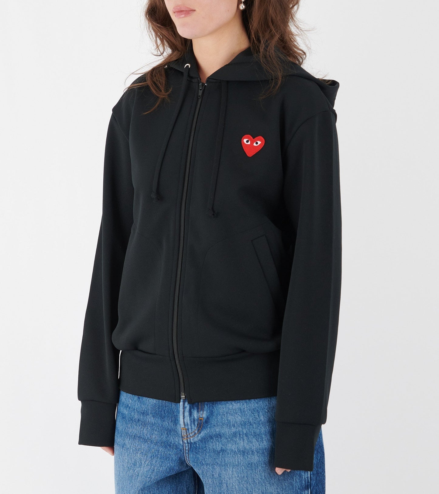 U Red Heart Zip Hoodie Black