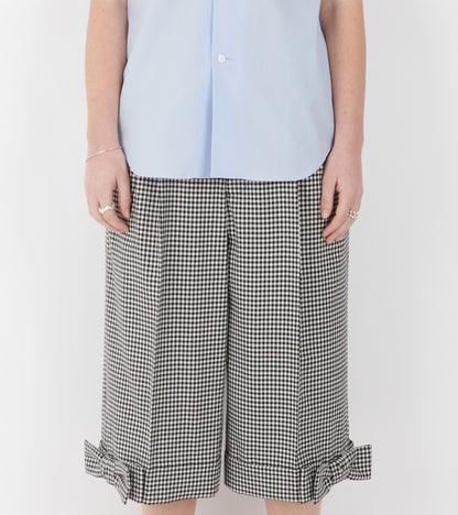 Checkered Long Bow Shorts Black/White