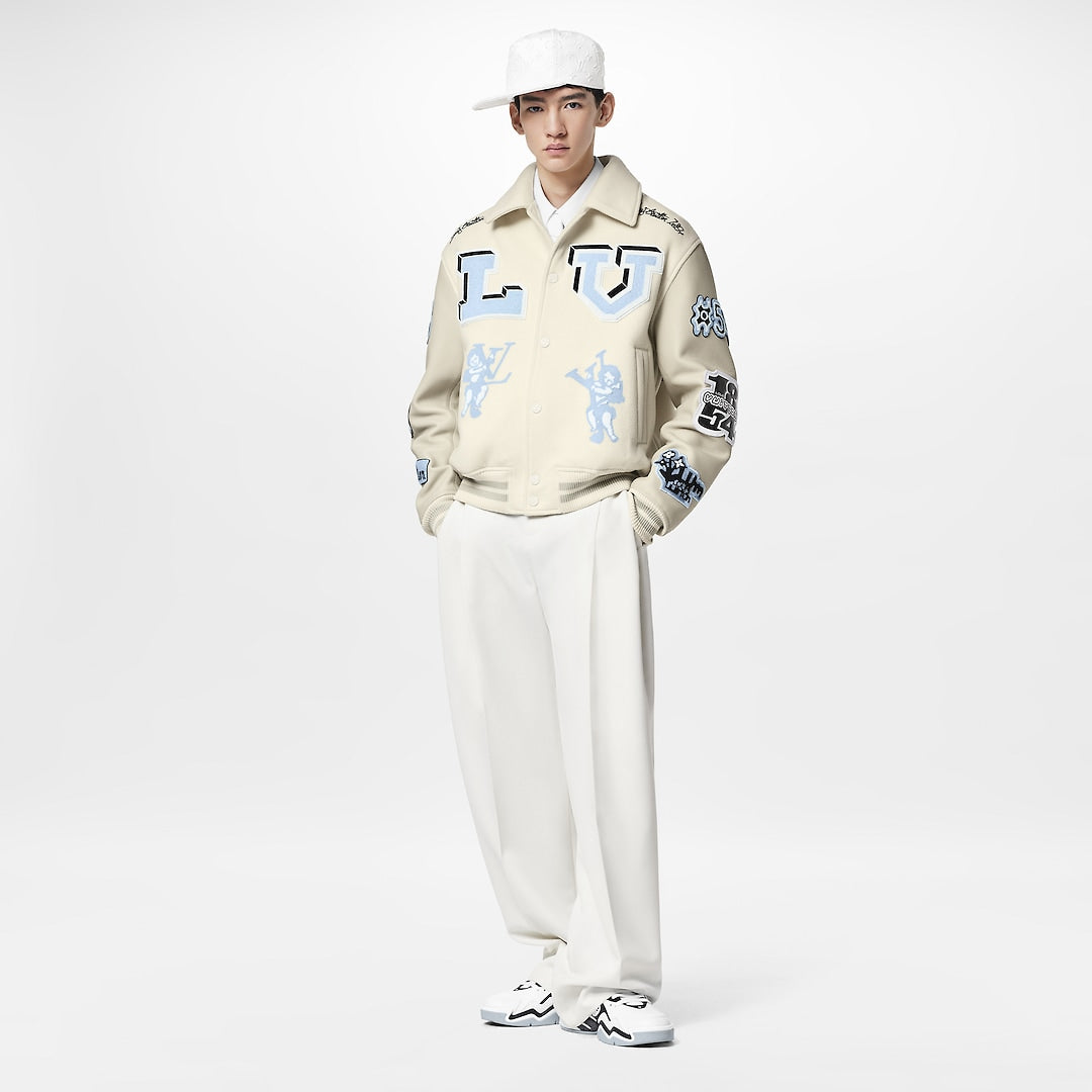 LOUIS VUITTON FW22 VARSITY JACKET CREAM