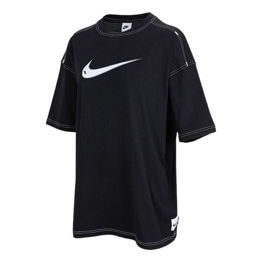 (WMNS) Nike SS22 Logo Printing Casual Round Neck Short Sleeve Black T-Shirt DM6212-010