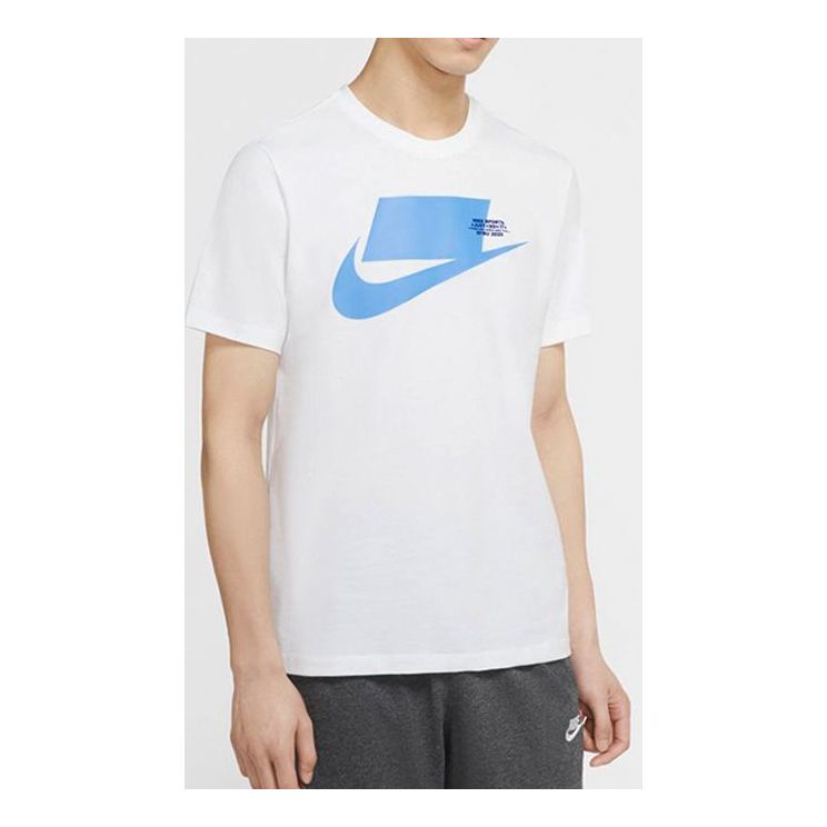 Nike Sportswear Chest Large Printing Short Sleeve White Blue CK2227-101