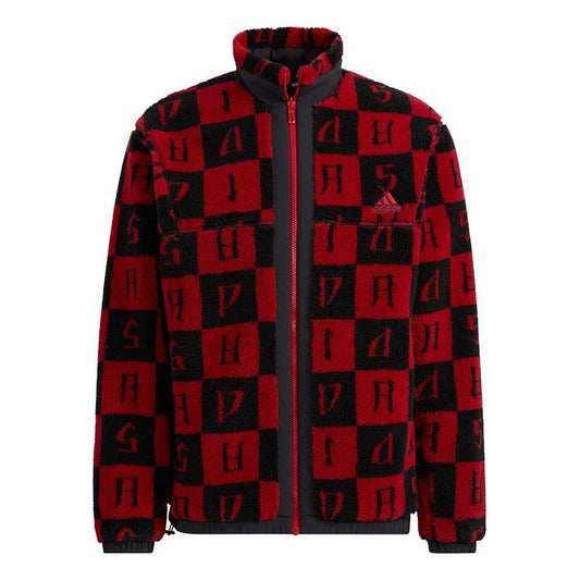 adidas St Aop Boa Jkt Reversible polar fleece Sports Stand Collar Jacket Deep Red H39241
