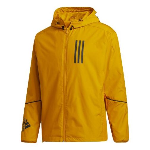 adidas W.N.D. hooded Sports Stylish Jacket Gold Color GF3968