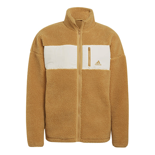 adidas logo Casual Splicing Stand Collar Sports Jacket Couple Style Yellow HI1185