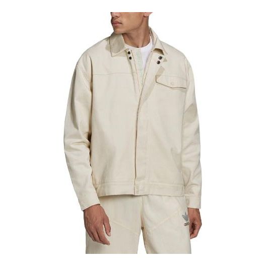 adidas originals Lapel Solid Color Sports Yellow White Jacket HI6011