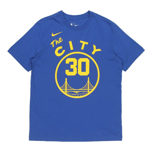 Men's Nike NBA Basketball Sports Printing Short Sleeve Golden State Warriors Curry 30 Blue T-Shirt CT9913-497