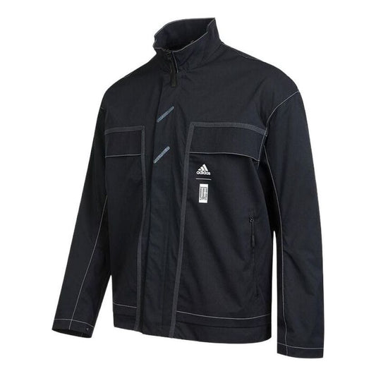 Men's adidas Martial Arts Series Stand Collar Sports Jacket Long Sleeves Autumn Black HE5137