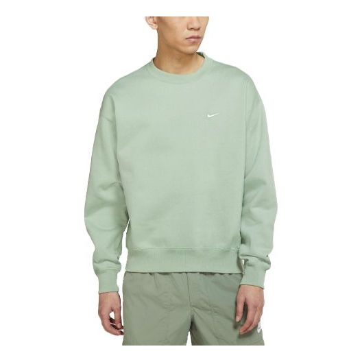 Men's Nike Lab Fleece Crew Solid Color Plush Stay Warm Sports Round Neck Pullover Light Green DA0318-006