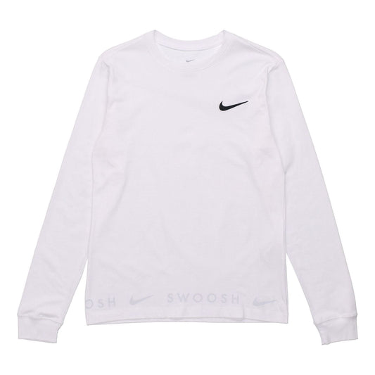 Nike Sportswear Back Logo Swoosh Crew-neck Long Sleeve 'White' DA0336-100