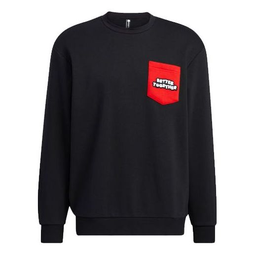 adidas neo x SESAME STREET Crossover Contrasting Colors Pocket Sports Round Neck Pullover Black HD7290