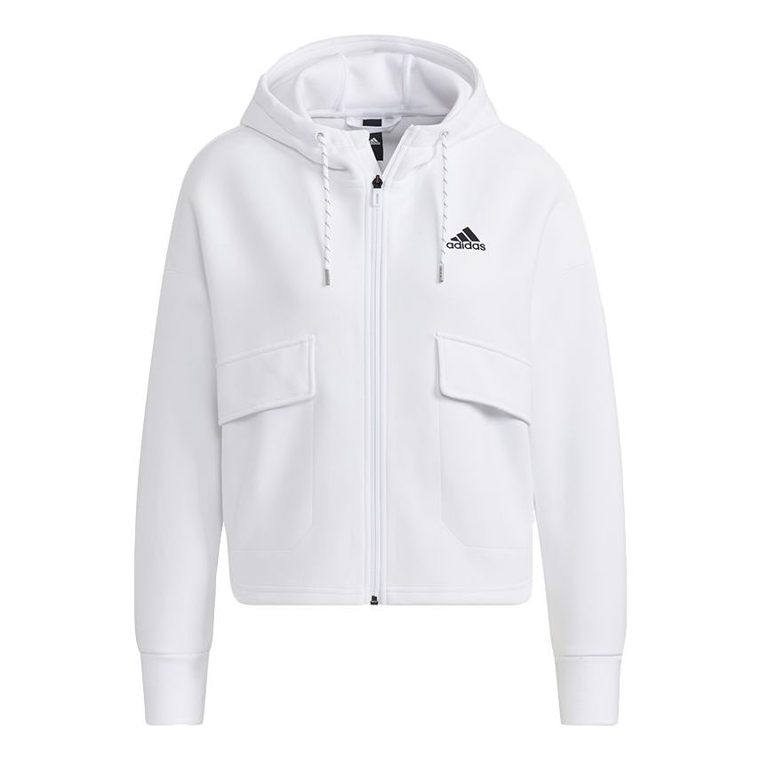 (WMNS) adidas Sty W New Kt Jk Big Pocket Sports Hooded White Jacket H07372