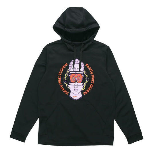 Nike Therma Abstract Pattern Pullover Training Fleece Lined Black CK4585-010