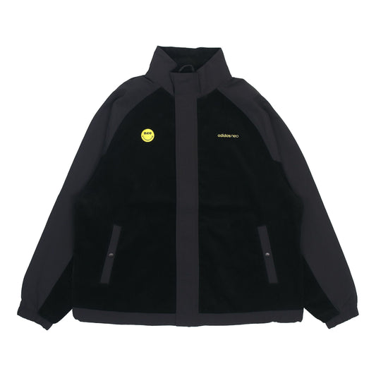 adidas neo U Smly Jkt Colorblock Casual Stand Collar Jacket Black H58046