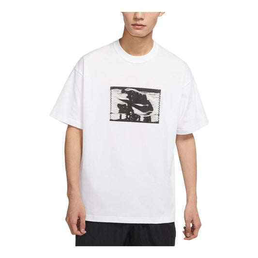 Men's Nike Alphabet Logo Pattern Printing Round Neck Pullover Short Sleeve White T-Shirt DR5758-100