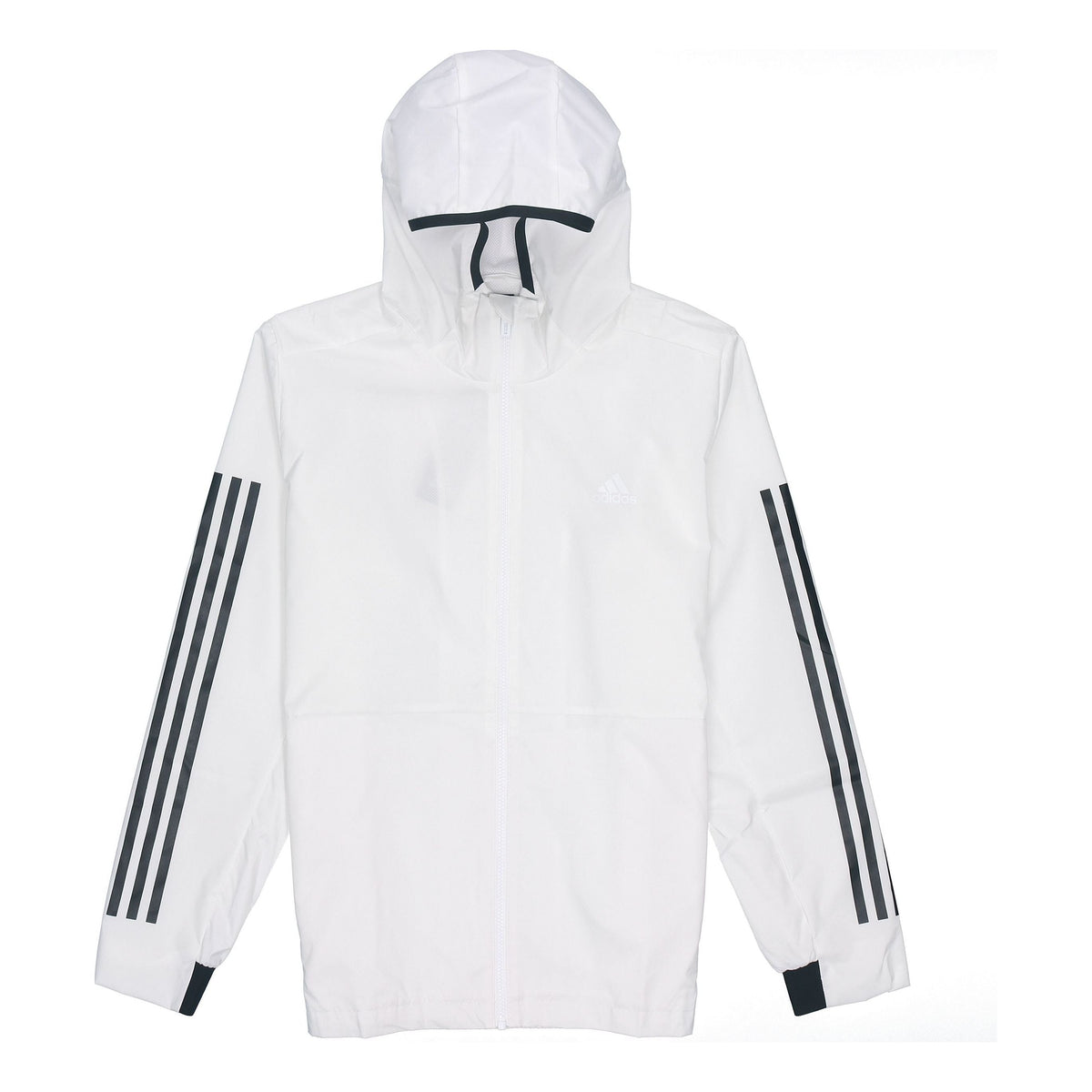adidas Plaid Applique Sports Hooded Shirt Jacket Men White FM9430