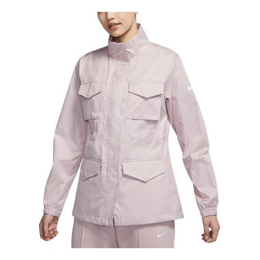 (WMNS) Nike Multiple Pockets Stand Collar Solid Color Woven Champagne Color Jacket CZ8973-645