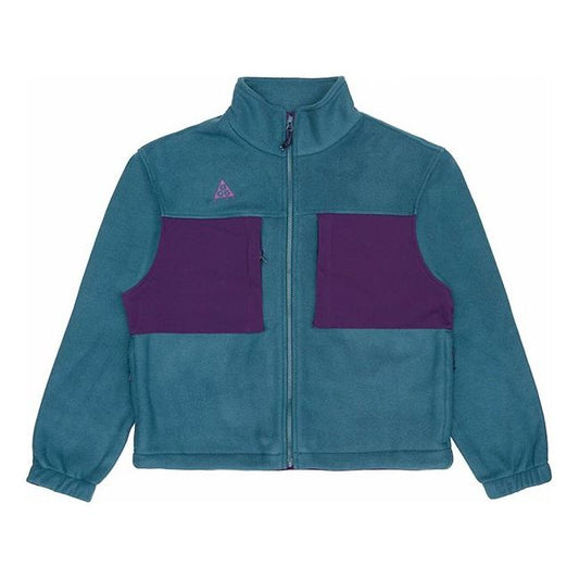 Men's Nike Colorblock Stand Collar Fleece Zipper Dark Sapphire Blue Jacket 'Midnight Turq Grdppl Black' BQ7198-347