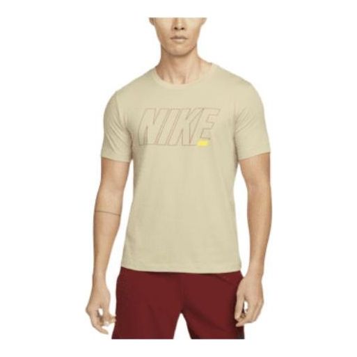 Men's Nike Solid Color Alphabet Quick Dry Breathable Training Sports Short Sleeve Yellow T-Shirt DM6256-206