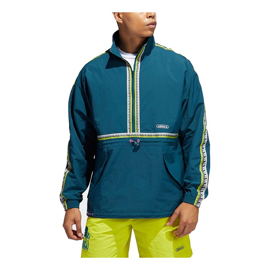adidas originals Taped Anorak Zipper Cardigan Pullover Sports Jacket Green GN3894