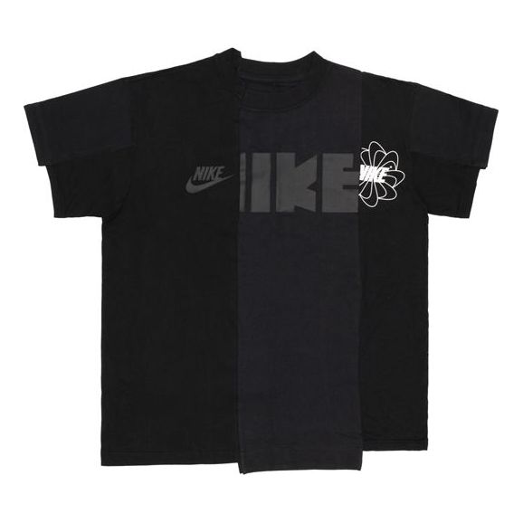 (WMNS) Nike x sacai NRG Splicing Logo T-Shirt 'Black' CD6311-010