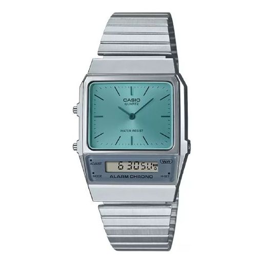 CASIO Vintage Water Resistant Stainless Steel Band Dual City Time 'Silver' AQ-800EC-2A