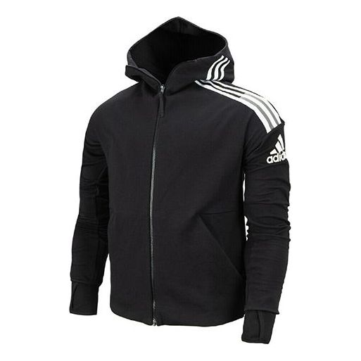 adidas ZNE 3-Stripes Hooded Jacket Men Black FQ7229