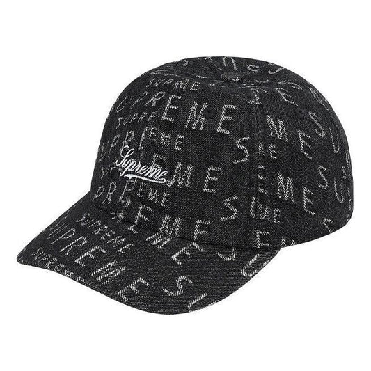 Supreme Warp Jacquard Logos Denim 6-Panel 'Black White' SUP-SS21-819