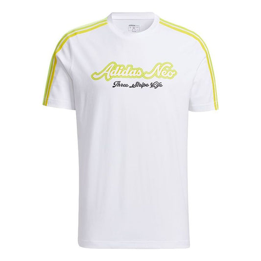 adidas neo M FAV 3S GR T 2 Printing Sports Round Neck Short Sleeve White GP5663