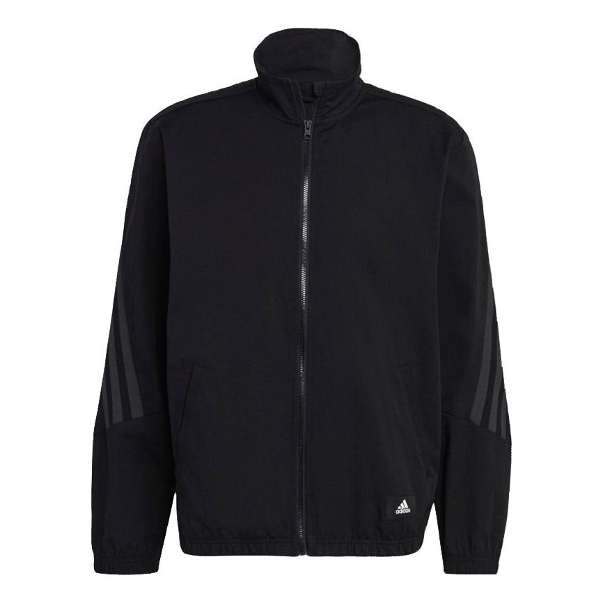 adidas M Future Icon Stripe Woven Stand Collar Sports Logo Jacket Black H21534