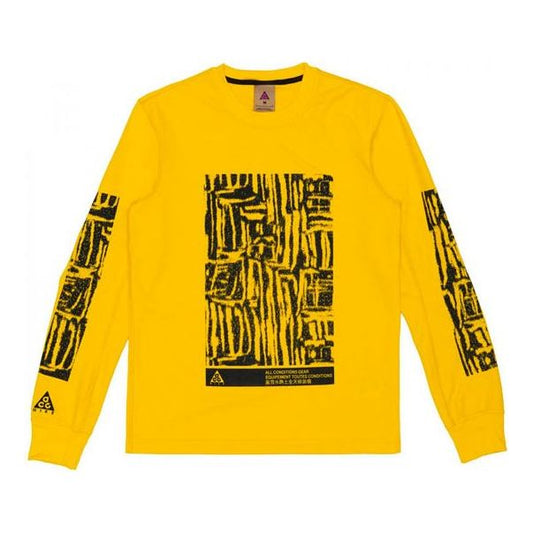 Men's Nike x ACG Outdoor Sports Printing Round Neck Pullover Yellow BQ7205-728